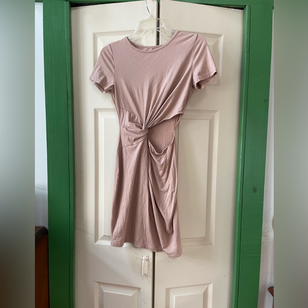 Elegant Tan Twist-Front Dress